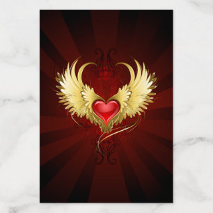Red Heart with Golden Wings Envelope Liner