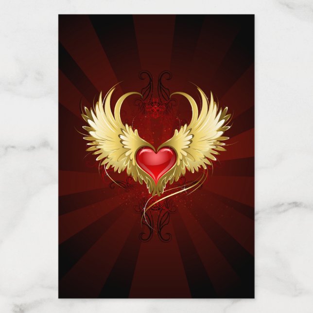 Red Heart with Golden Wings Envelope Liner (Design)