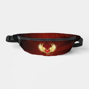 Red Heart with Golden Wings Fanny Pack