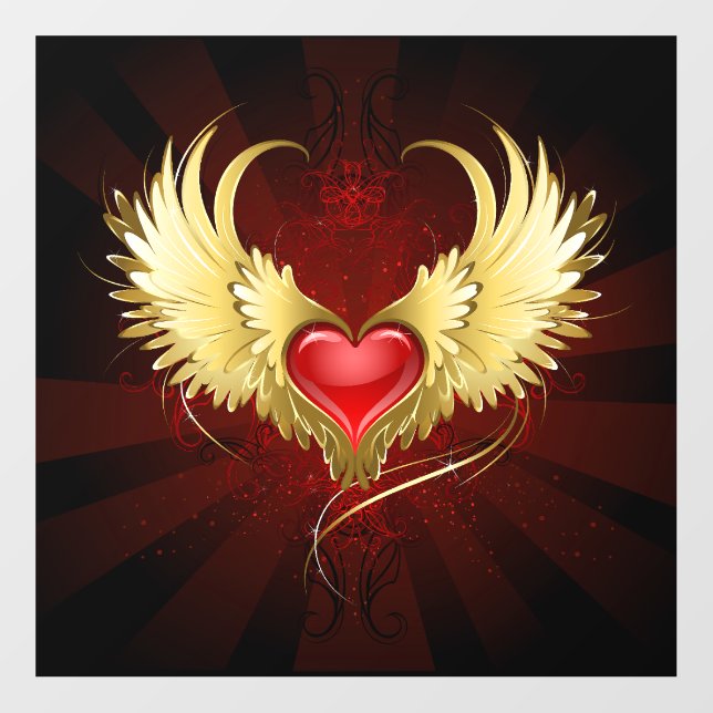 Red Heart with Golden Wings Floor Decals (Front)