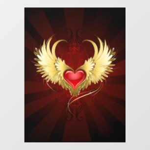 Red Heart with Golden Wings Floor Decals