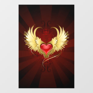 Red Heart with Golden Wings Floor Decals
