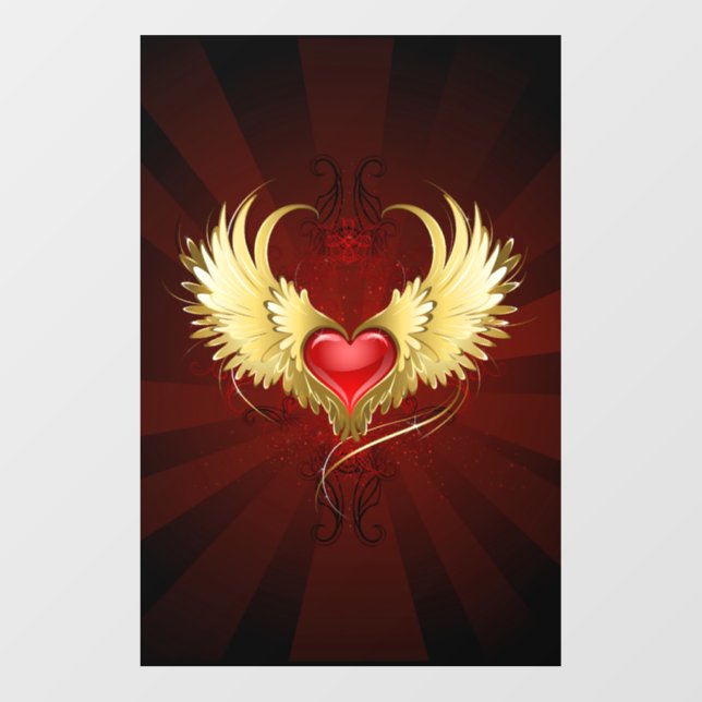 Red Heart with Golden Wings Floor Decals (Front)