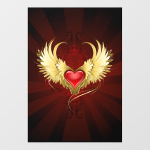 Red Heart with Golden Wings Floor Decals
