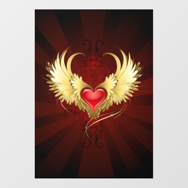 Red Heart with Golden Wings Floor Decals (Front)