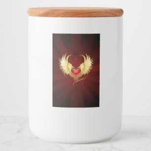 Red Heart with Golden Wings Food Label