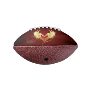 Red Heart with Golden Wings Football