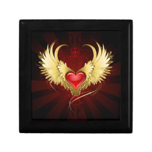 Red Heart with Golden Wings Gift Box
