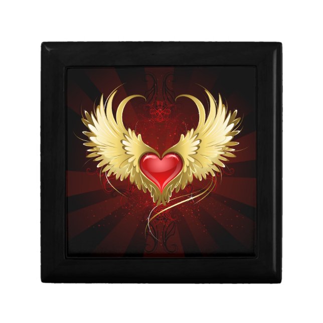 Red Heart with Golden Wings Gift Box (Front)