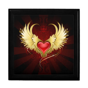 Red Heart with Golden Wings Gift Box