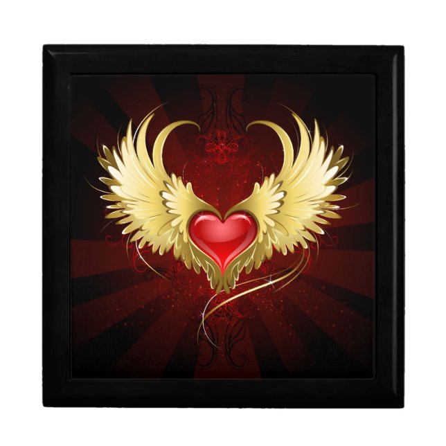 Red Heart with Golden Wings Gift Box (Front)