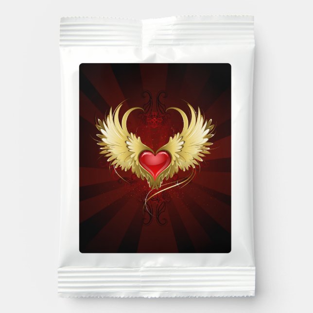 Red Heart with Golden Wings Hot Chocolate Drink Mix (Front)