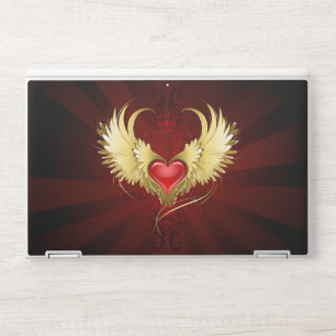 Red Heart with Golden Wings HP Laptop Skin