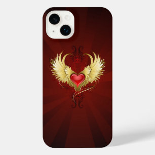 Red Heart with Golden Wings iPhone 14 Plus Case