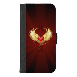 Red Heart with Golden Wings iPhone 8/7 Plus Wallet Case