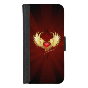 Red Heart with Golden Wings iPhone 8/7 Wallet Case