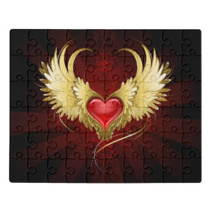 Red Heart with Golden Wings Jigsaw Puzzle