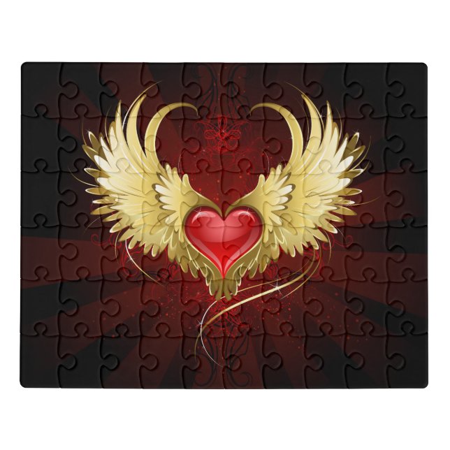 Red Heart with Golden Wings Jigsaw Puzzle (Puzzle Horizontal)