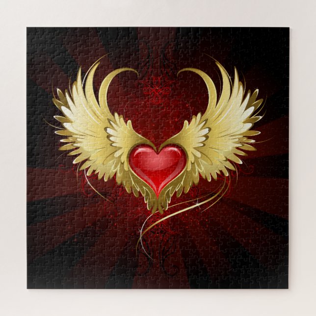 Red Heart with Golden Wings Jigsaw Puzzle (Horizontal)