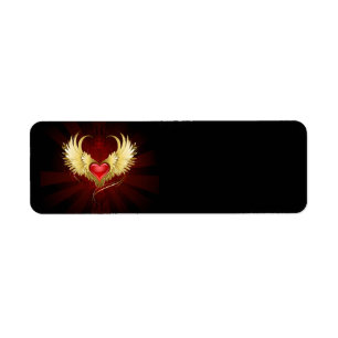 Red Heart with Golden Wings Label