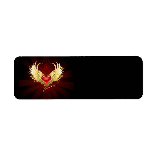 Red Heart with Golden Wings Label (Front)