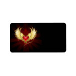Red Heart with Golden Wings Label