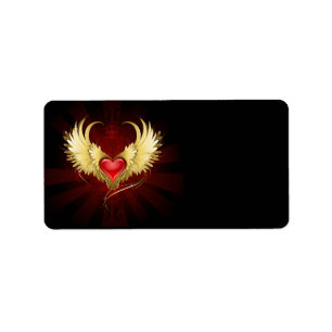 Red Heart with Golden Wings Label