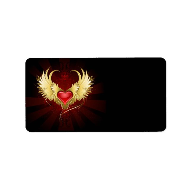 Red Heart with Golden Wings Label (Front)