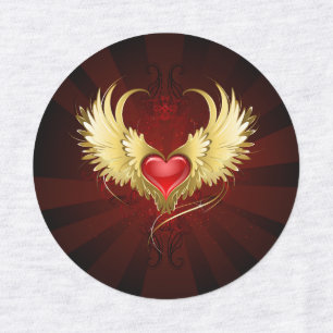 Red Heart with Golden Wings Labels