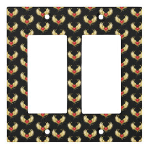 Red Heart with Golden Wings Light Switch Cover