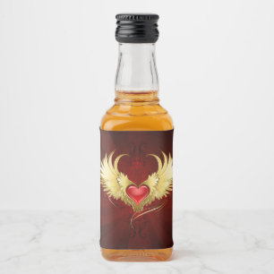 Red Heart with Golden Wings Liquor Bottle Label