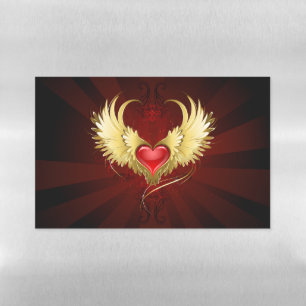 Red Heart with Golden Wings Magnetic Dry Erase Sheet