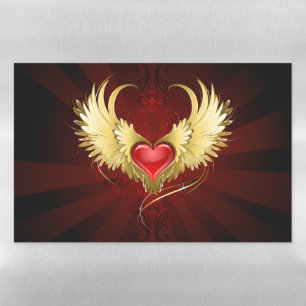 Red Heart with Golden Wings Magnetic Dry Erase Sheet
