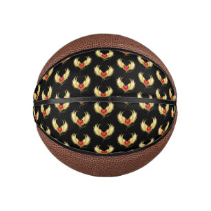 Red Heart with Golden Wings Mini Basketball