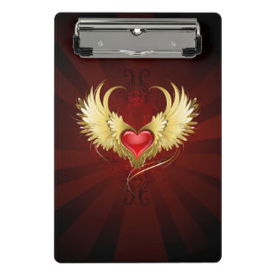 Red Heart with Golden Wings Mini Clipboard