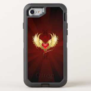 Red Heart with Golden Wings OtterBox Defender iPhone SE/8/7 Case