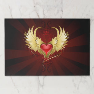 Red Heart with Golden Wings Paper Pad
