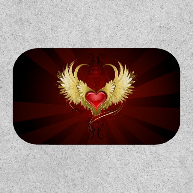Red Heart with Golden Wings Patch (Front)