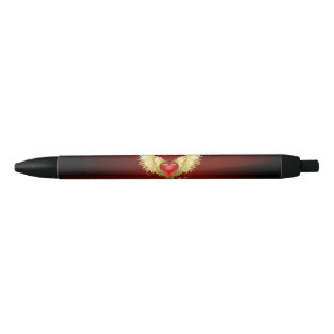 Red Heart with Golden Wings Pen
