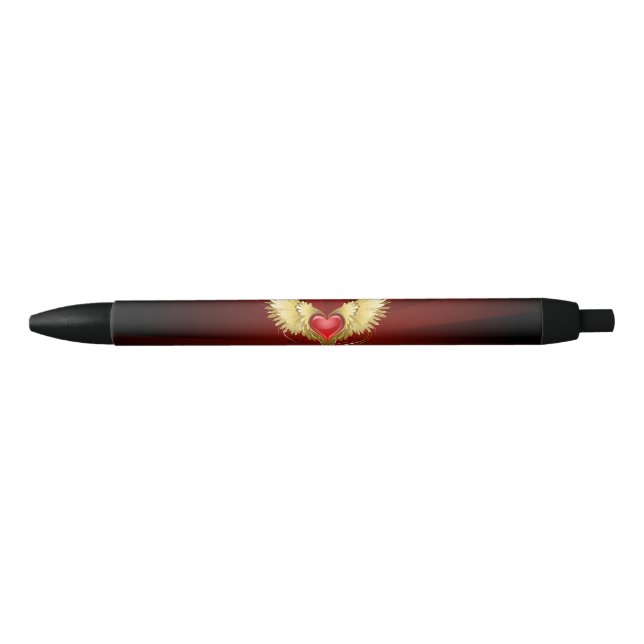Red Heart with Golden Wings Pen (Front)
