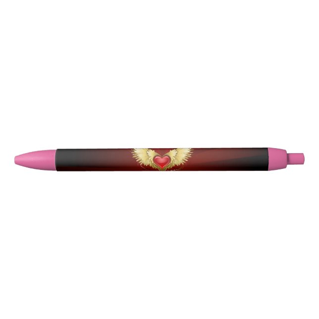 Red Heart with Golden Wings Pen (Front)
