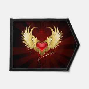 Red Heart with Golden Wings Pennant