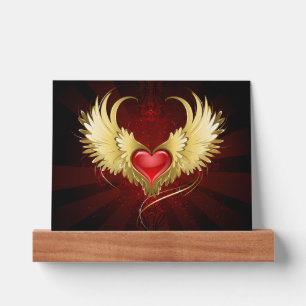 Red Heart with Golden Wings Picture Ledge