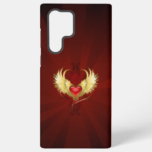 Red Heart with Golden Wings Samsung Galaxy S22 Ultra Case