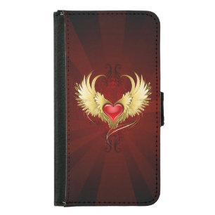 Red Heart with Golden Wings Samsung Galaxy S5 Wallet Case