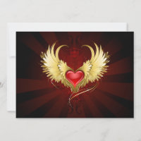 Red Heart with Golden Wings