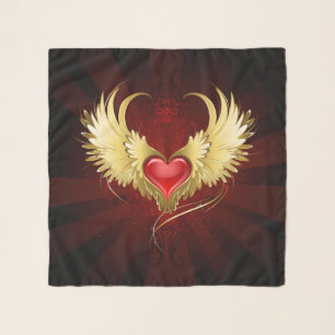 Red Heart with Golden Wings Scarf