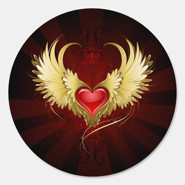 Red Heart with Golden Wings Sign (Front)