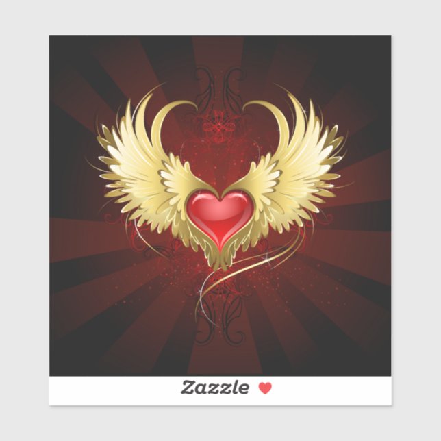 Red Heart with Golden Wings Sticker (Sheet)