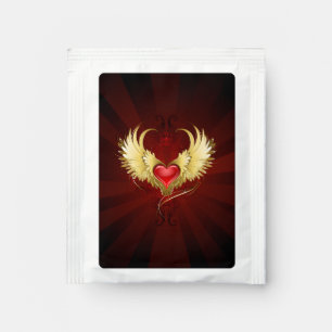 Red Heart with Golden Wings Tea Bag Drink Mix